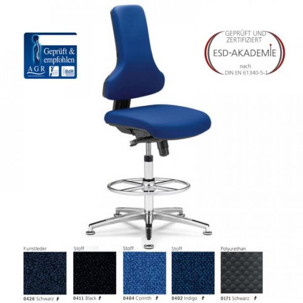 EP0805103 ERGO-PRO 800 BS2 COUNTER ESD-Stuhl Stoff blau ohne Armlehne AGR zertifiziert