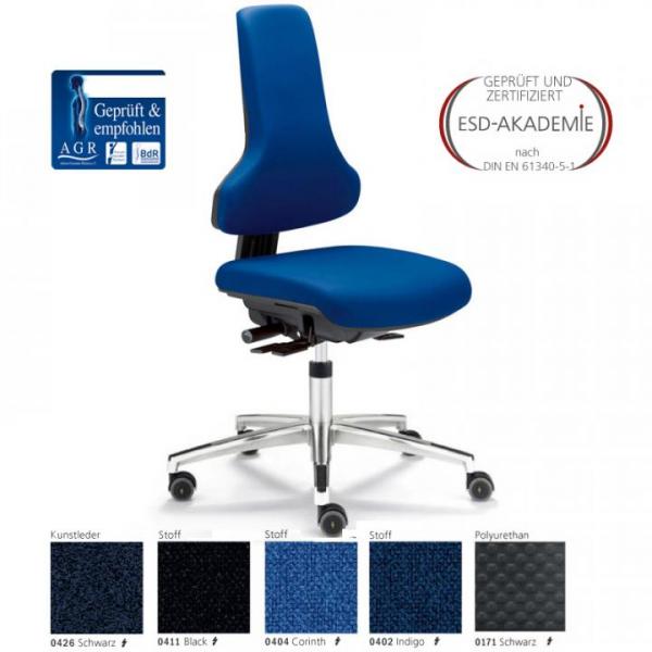 EP0805037 ERGO-PRO 800 BS2 ESD-Stuhl blau mit Sitzneige- (-5°) und Sitztiefenverstellung (5cm) AGR-zertifiziert